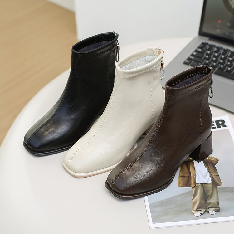 【维也娜老赵专享】BLD76018-2 秋季新款韩版方头粗跟时尚瘦瘦靴