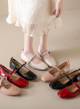 【维也娜老赵专享】SWL6902新款方头平底玛丽珍单鞋