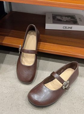 AAL5888-1软底软面方头玛丽珍单鞋