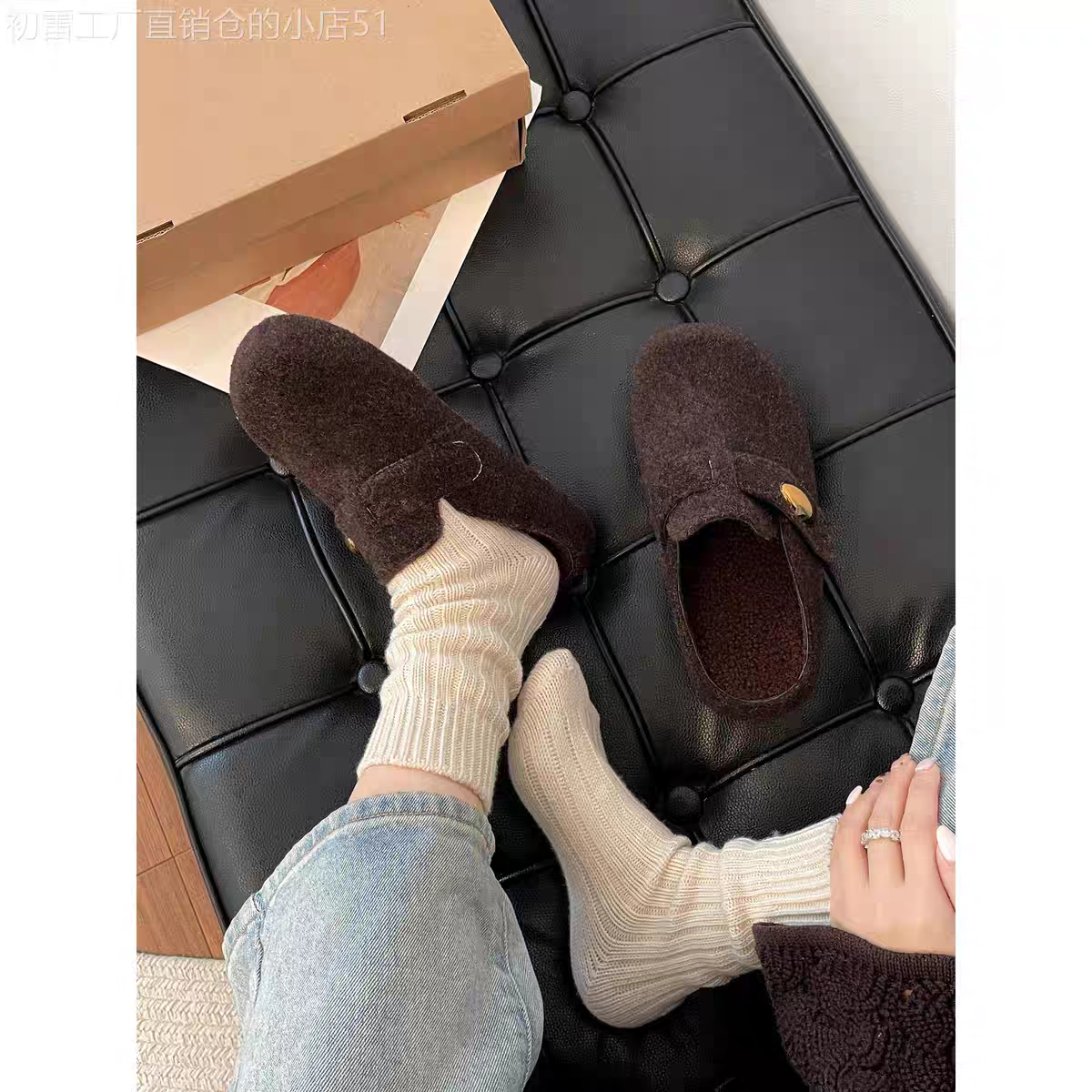 【维也娜老赵专享】TT88811时尚毛呢勃肯拖鞋,女鞋,勃肯鞋/软木鞋,淘宝优惠券,粉丝福利购,淘宝优惠卷