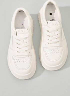 【维也娜老赵专享】AAL2601高定真皮厚底百搭小白鞋