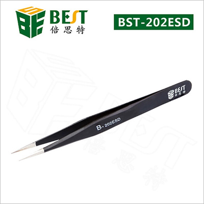 。BST-201ESD 不锈钢镊子优质平头尖头弯夹子高级防静电高精度抗