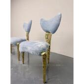 意式 2542师高端 轻奢高级感铜黄椅别墅豪宅客厅家用靠餐背椅计YKJ