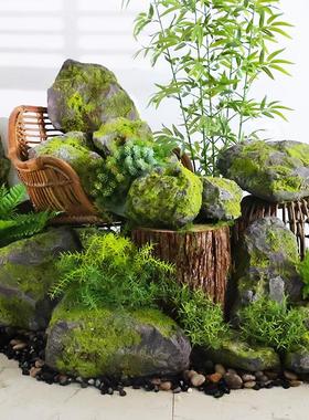 彷真苔藓石头造景植假山青苔泡沫摄假绿石景观石拍道EED具婚庆舞