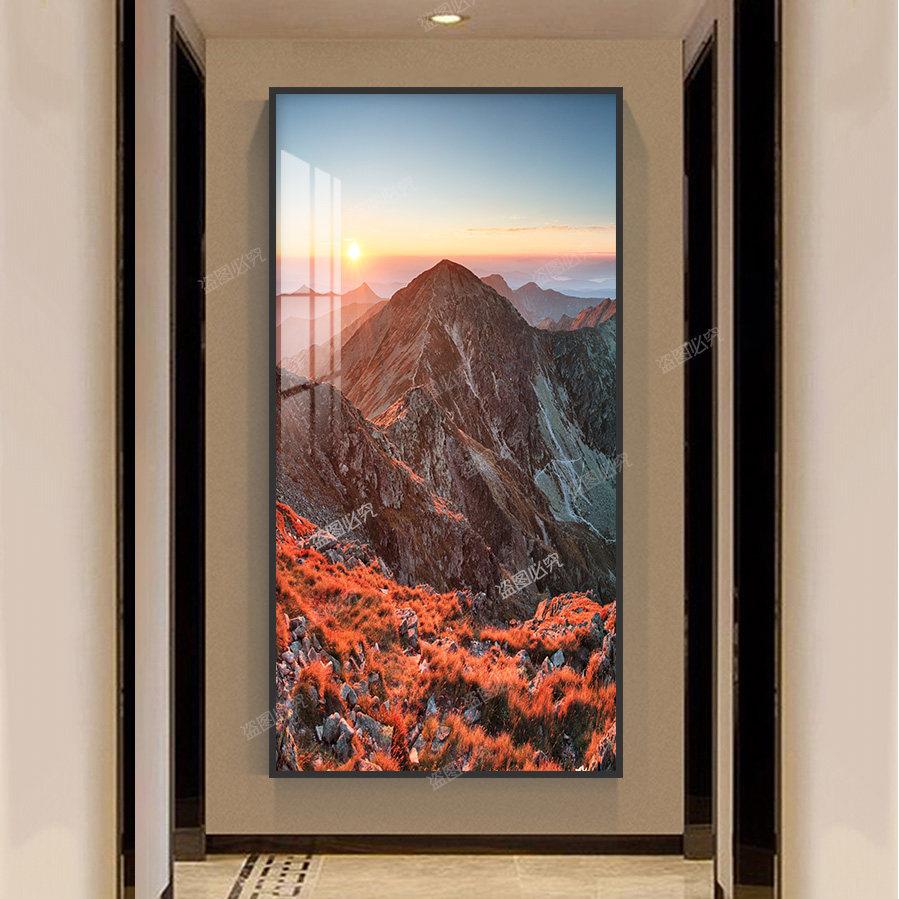 冈仁波饰齐画玄关装画走过GCP道尽竖头山水画版挂画鸿廊运当头墙
