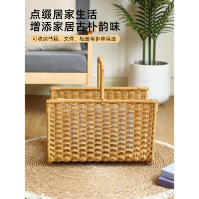 ens彷编创意书报收理纳筐民无品牌/宿咖啡藤馆家用杂志画K报整架