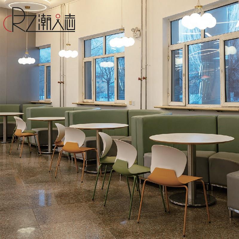 人不锈钢椅子餐厅餐志用椅CRZ现代简约可堆叠塑料靠背凳子商洽谈