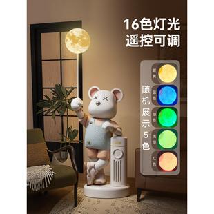 0252新款中古风力熊落地摆FNX件玄关客厅卧室床迁头装饰乔新居礼