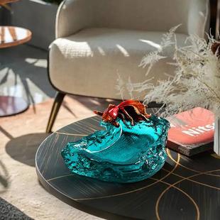 创意珐琅彩玻璃面烟缸高级感灰轻小众奢Kisstyle酒店会所办公室桌