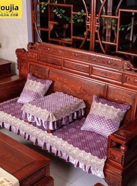 垫实木沙发组合坐组四合装中式新中NNV式23套罩红套木坐垫套家用