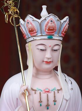 古戴彩玉堂陶A02-158H瓷摆饰《坐莲地藏王菩萨紫衣》坐家用供奉地