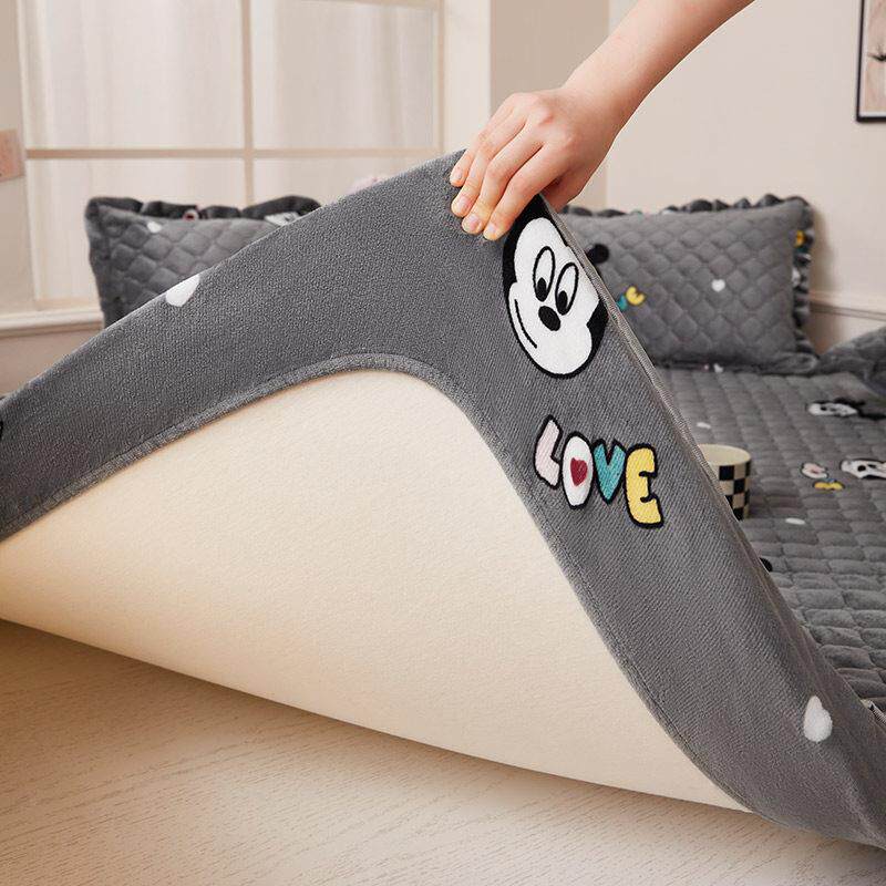 牛奶绒榻垫子专床用笠CQN保护套子夹米棉防滑垫子罩一圈松榻紧可