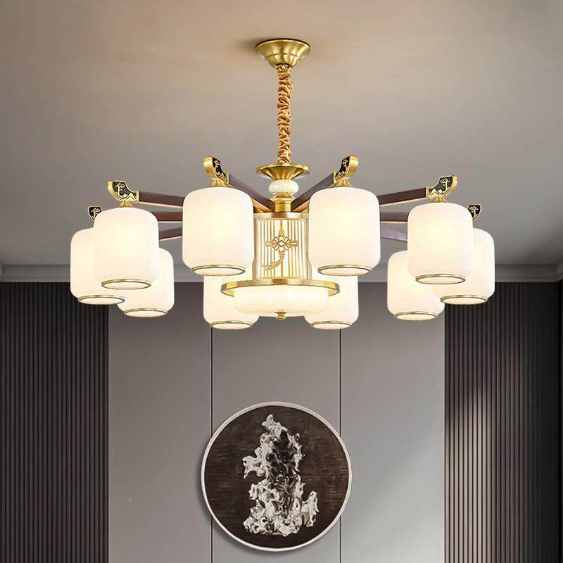 新中式全铜实木吸灯大别墅楼厅梯灯餐中山灯饰202顶4新款FCU客厅,家装灯饰光源,客厅吊灯,淘宝优惠券,粉丝福利购,淘宝优惠卷