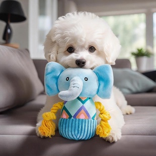 狗狗玩具耐咬磨牙绳结大象发声幼犬毛绒玩偶陪伴中小型犬宠物用品