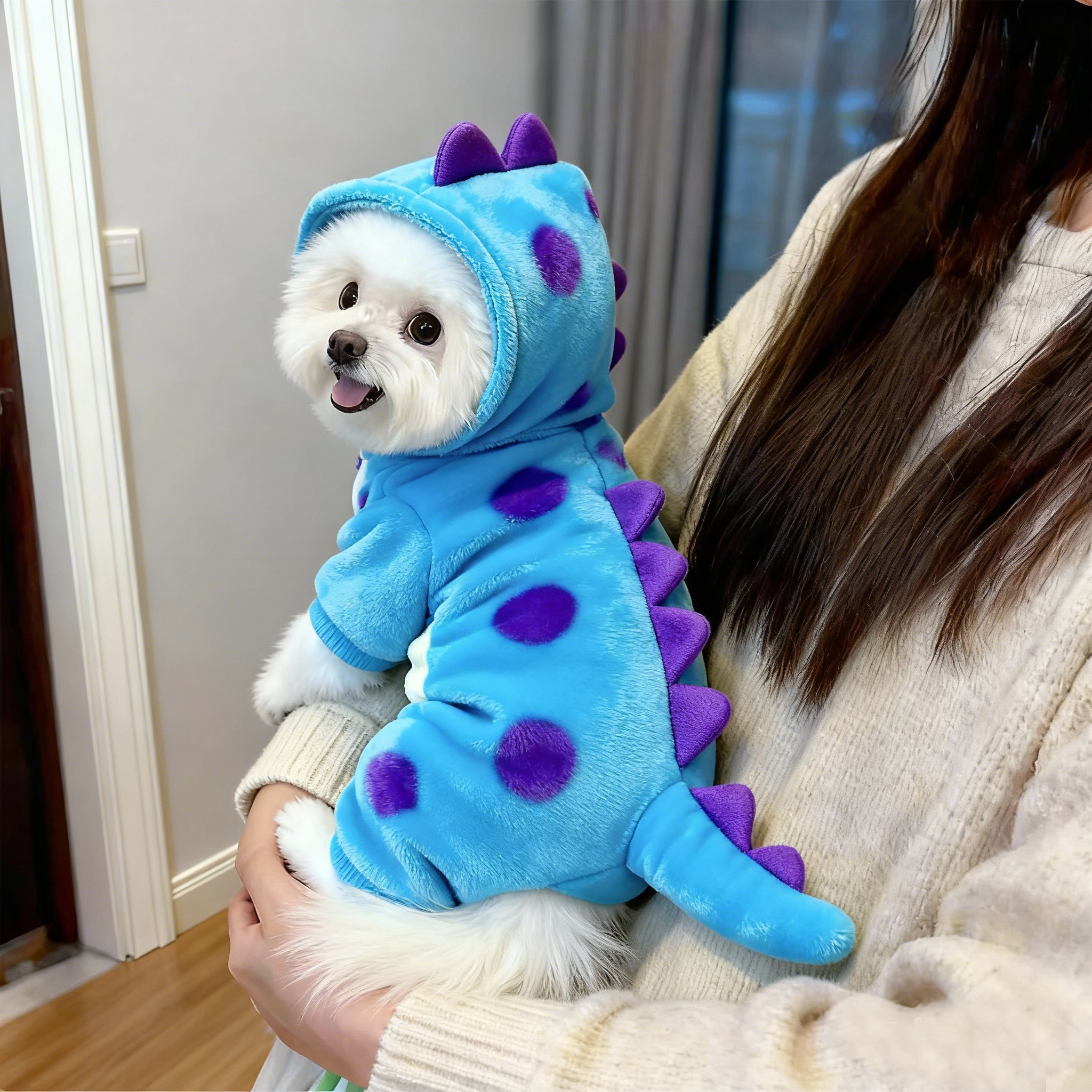 狗狗衣服可爱恐龙变身装冬季加厚比熊泰迪博美宠物猫咪四脚衣保暖