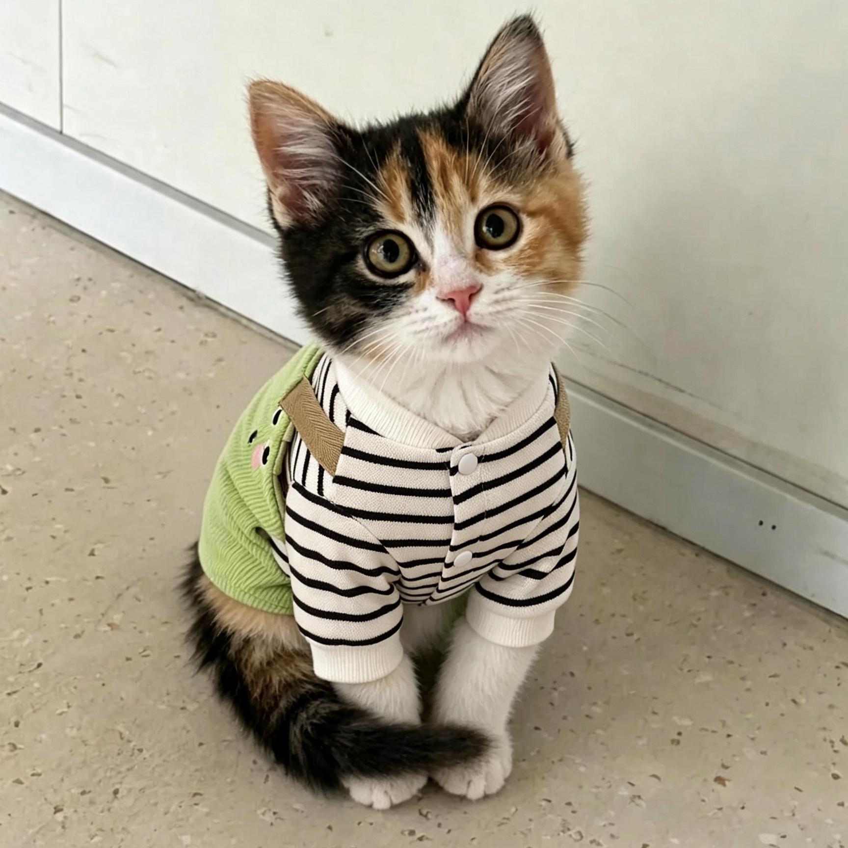 猫咪衣服秋冬款保暖条纹恐龙四脚衣泰迪比熊中小型犬猫狗防掉毛衣