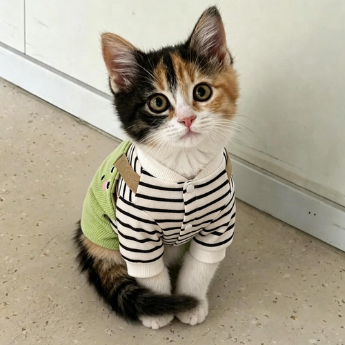 猫咪衣服秋冬款保暖条纹恐龙四脚衣泰迪比熊中小型犬猫狗防掉毛衣