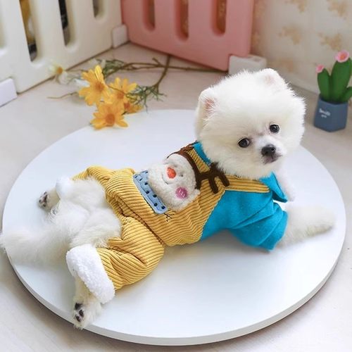 狗狗衣服秋冬可爱雪人四脚衣泰迪比熊博美小型犬加厚绒保暖背带裤
