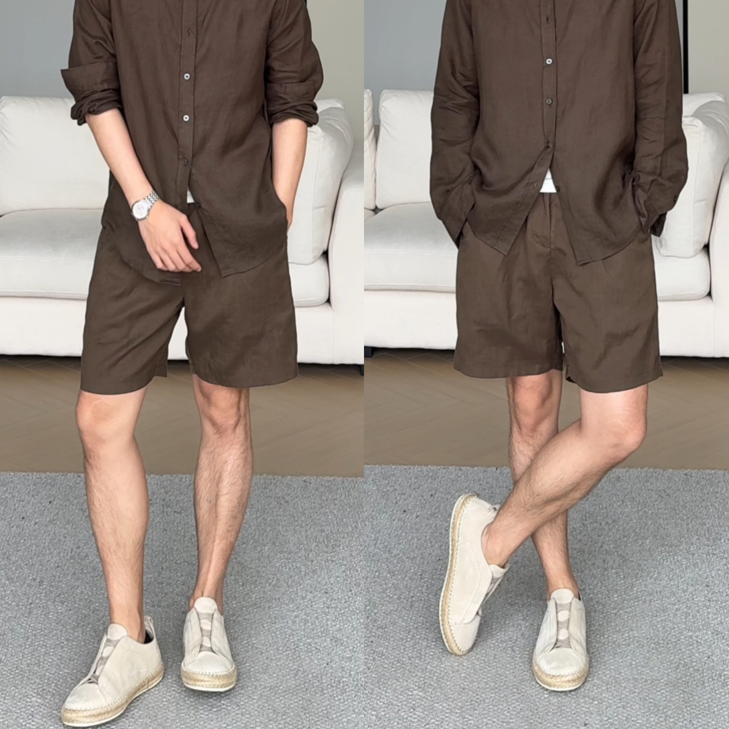 夏季新款男士慵懒松弛感简约老钱风小众时尚潮流简约个性痞帅短裤