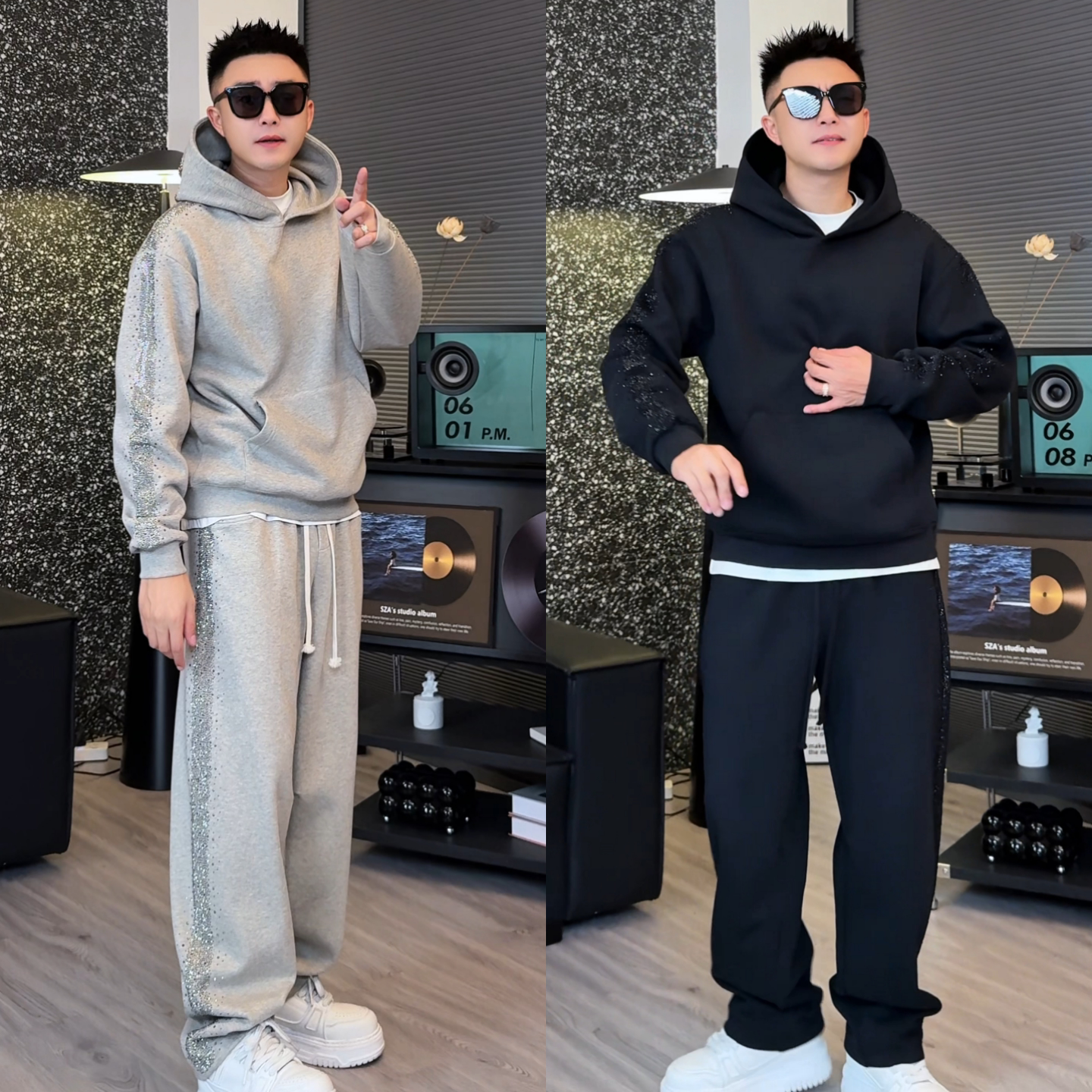 时尚个性百搭套装秋季上新男【银河系列】高级简约连帽上衣两件套
