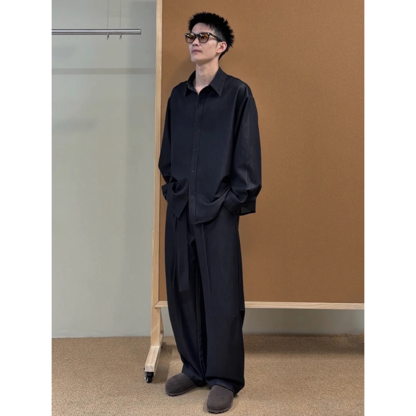 秋季复古痞帅仿牛仔男时尚两件套