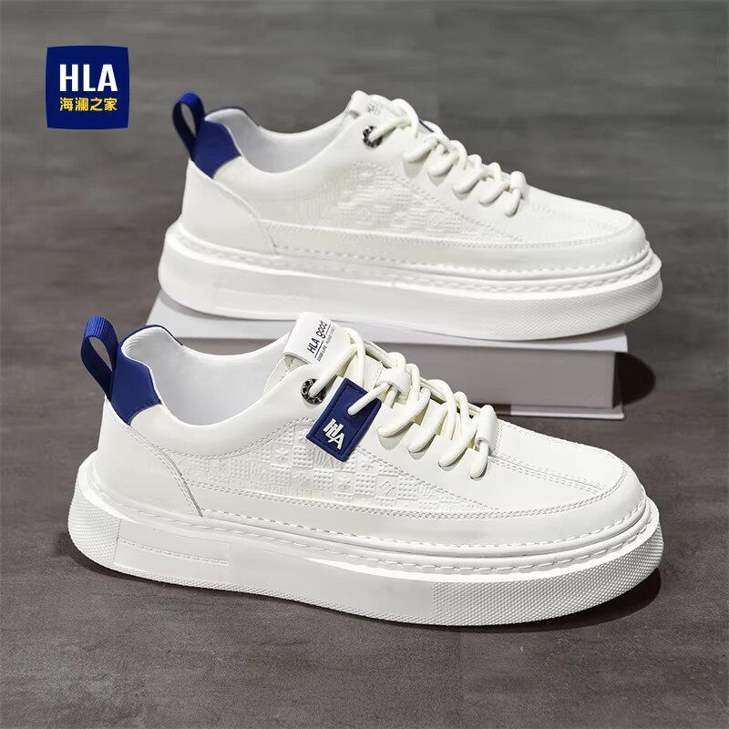 海澜之家鞋子男2026新款夏季透气休闲真皮板鞋增高运动男鞋小白鞋