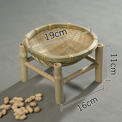 急速发货手工竹编干果盘水果篮竹篓茶点盘创意家用竹筐收纳筐篮子