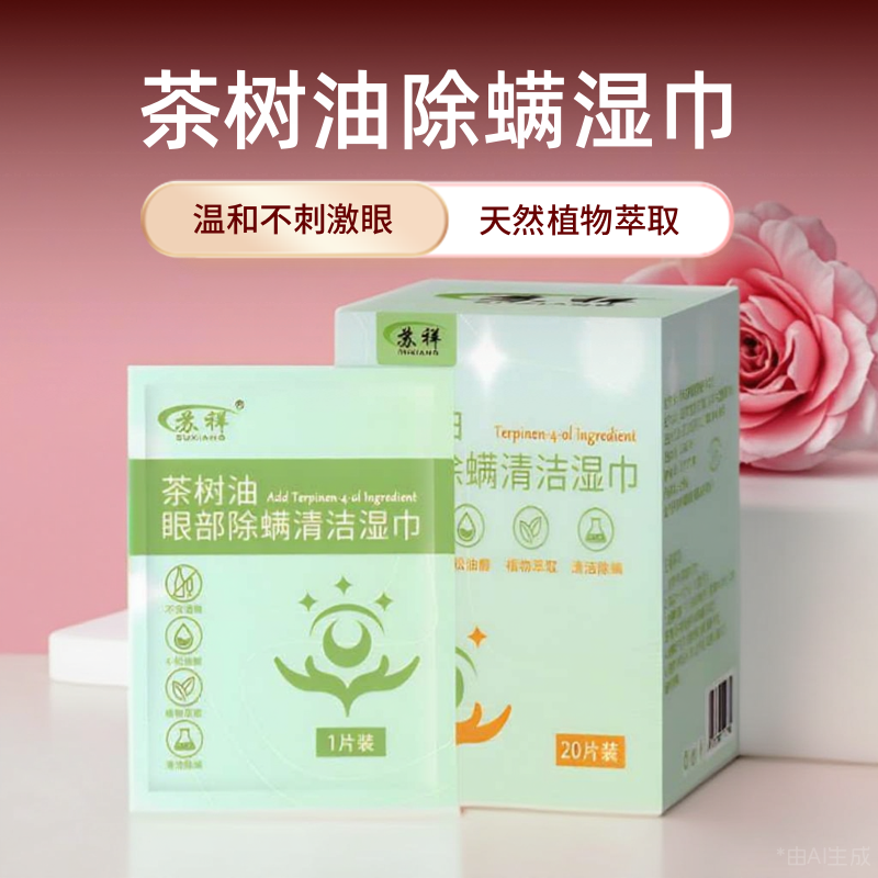 茶树精油眼部除螨湿巾脸缘清洁