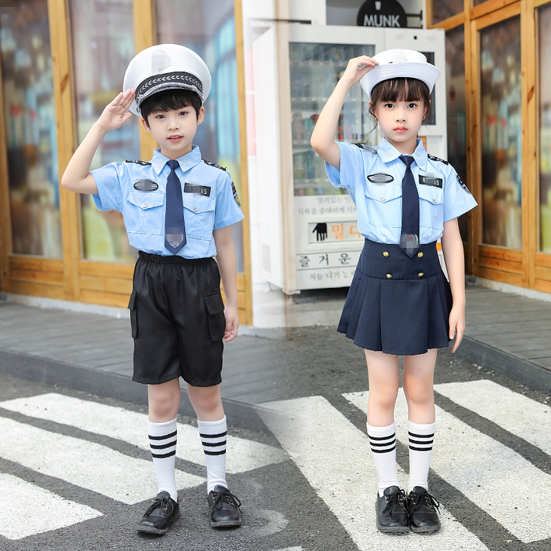 儿童警察服警官衣服套装男女童孩警服演出服小交警服装合唱服新款