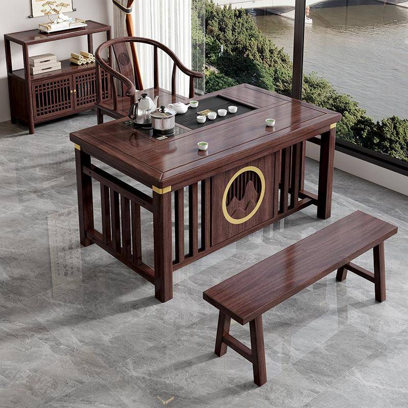x~cx~c实木阳台组合茶桌椅新中式办公室茶几套装家用小型一桌五椅