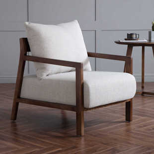 北欧单人沙发椅现代客厅科技布休闲椅设计师椅子阳台日式 实木沙发
