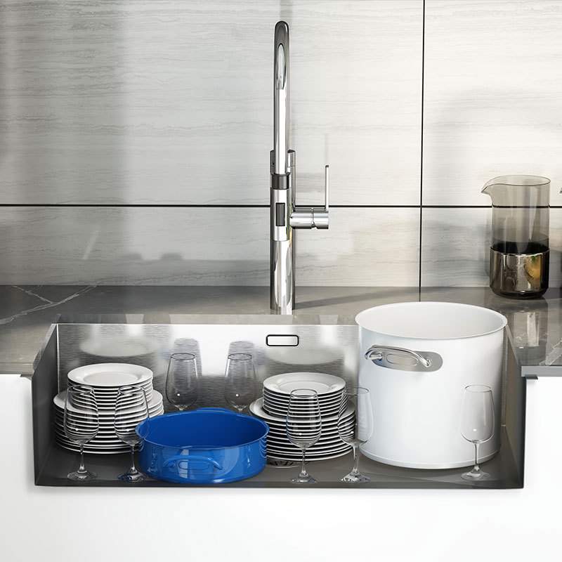 304不锈钢水槽单槽台下直角单盆4540厨卫五金手工洗碗盆加厚1.2