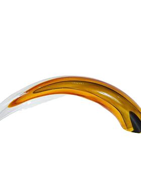 现代简约琉璃橙色渐变牛角流线摆件样板间售楼部家居客厅桌面装饰