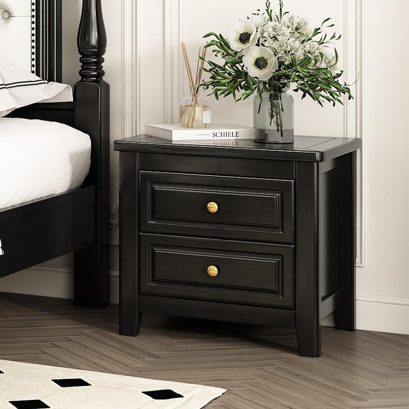 实木床头柜收纳储物床边柜带抽屉现代简约复古美式法式床头柜