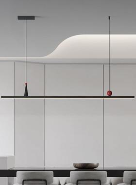 现代简约灰黑色铝材吊灯餐厅吧台办公室前台一字长条LED吊灯