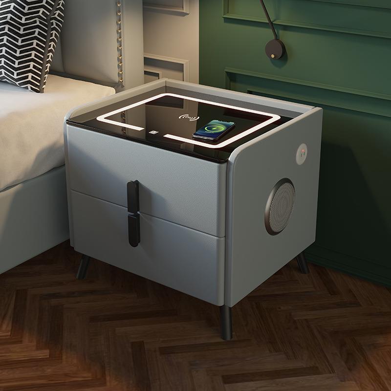 轻奢床头柜迷你小型实木智能岩板25cm超窄卧室收纳床边柜岩板台面