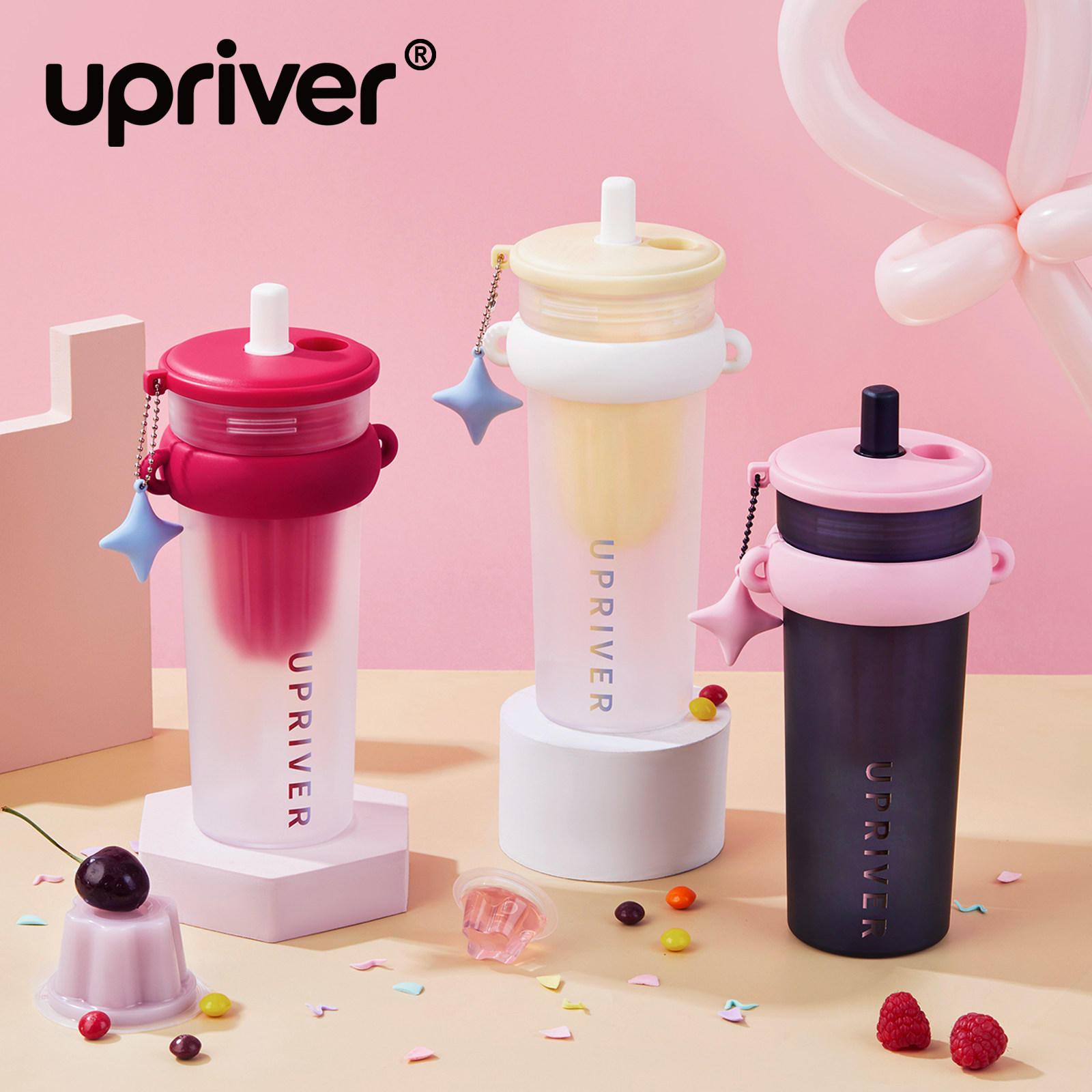 UPRiver果冻杯母婴级Tritan材质高颜值少女外出便携吸管杯子水杯,餐饮具,随手杯,淘宝优惠券,粉丝福利购,淘宝优惠卷