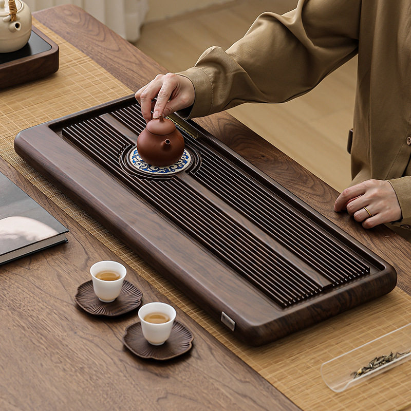 轻奢重竹茶盘家用高级感泡茶盘带排水办公室高档沥水茶台工厂直批