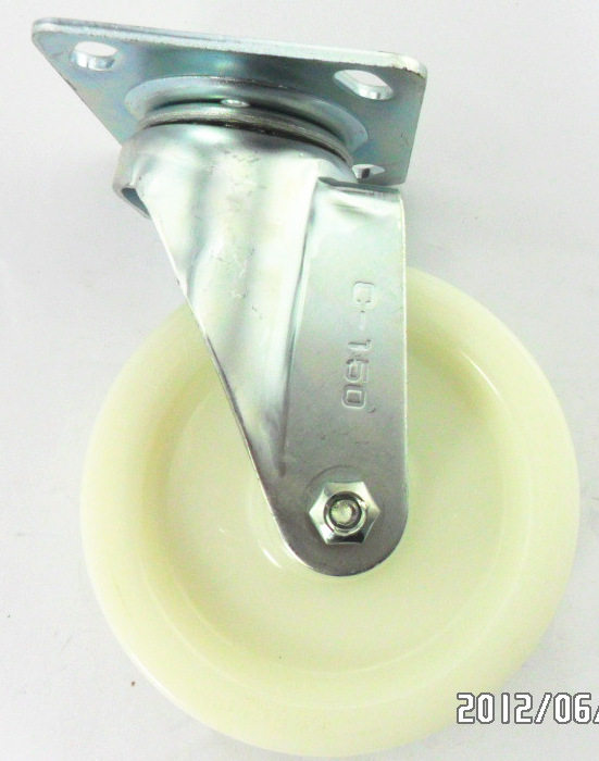 3006-1-T2-NB6寸白色纯尼龙活动轮载重170KG轮宽35MM脚轮