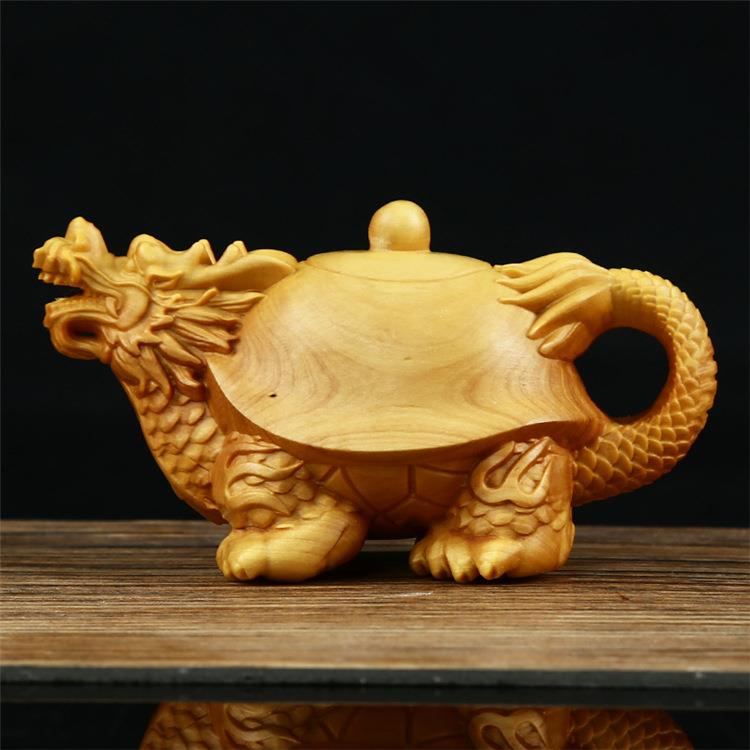 小叶黄杨木雕手把件把玩件摆件工艺品文玩实木雕刻茶宠龙龟壶