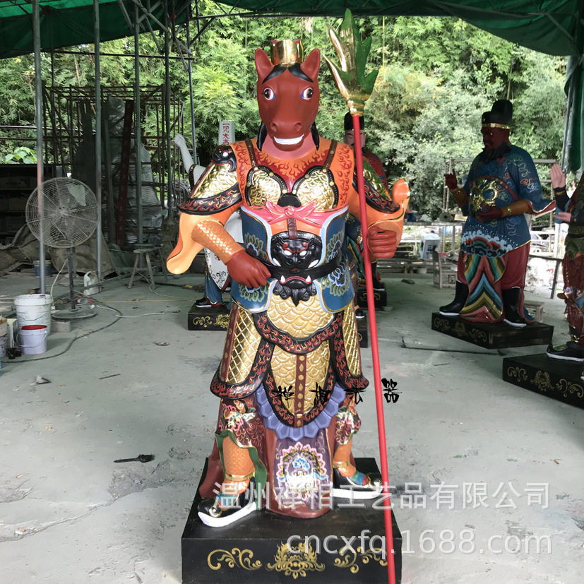 雕塑牛头马面神像黑无常白无常玻璃钢判官神像图片