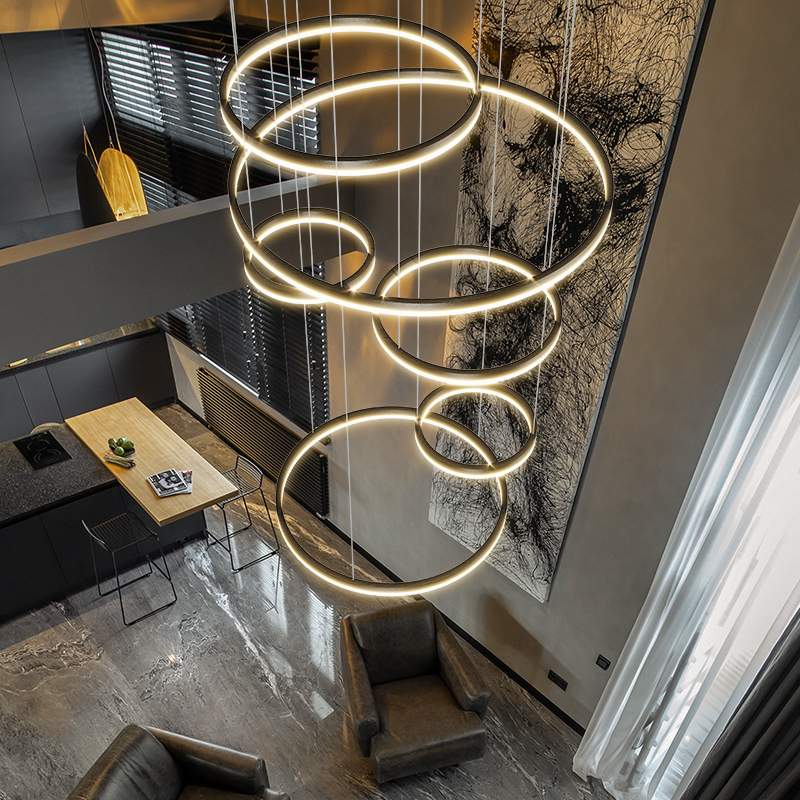 复式楼吊灯创意时尚设计师工程商铺loft公寓挑高别墅大厅楼梯吊灯