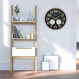 上海天顺挂钟时尚简约带温湿度钟表家用夜光走时14英寸1139石英钟