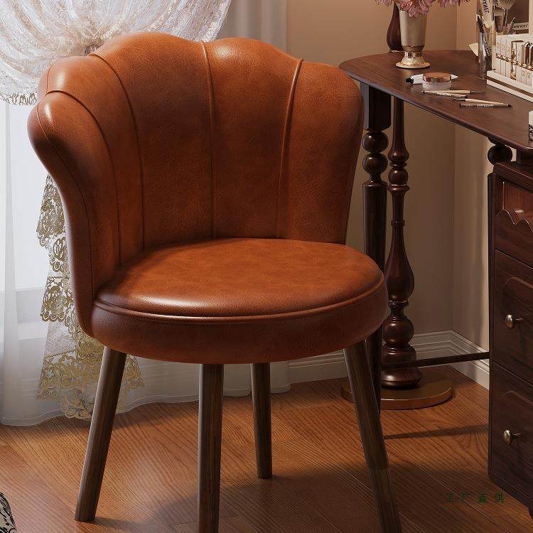 中古风实木化妆凳家用旋转化妆椅梳妆台椅子靠背凳子女生卧室轻奢