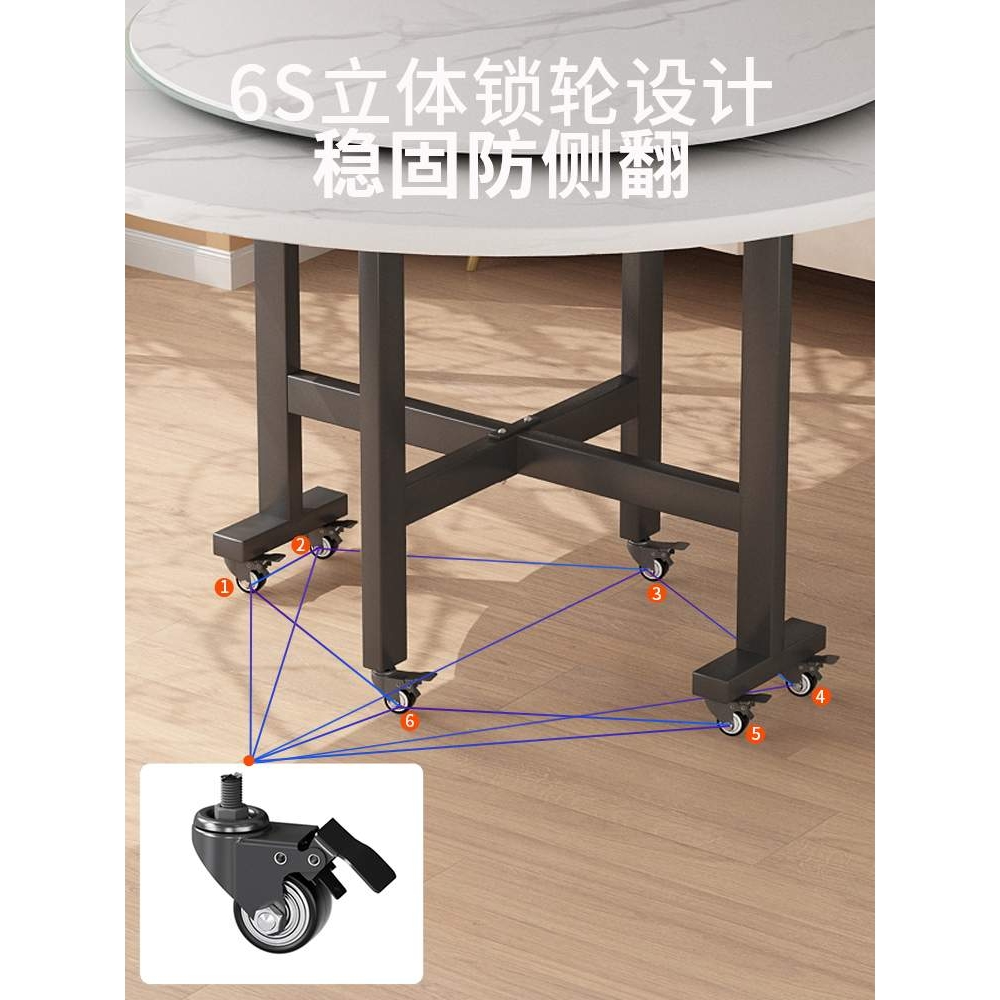 折叠餐桌家用小户型圆桌转盘饭桌省空间多功能可移动圆形吃饭桌子