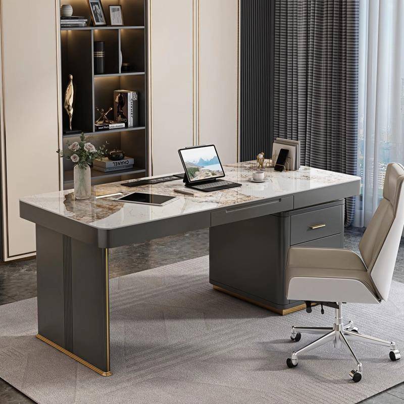 现代书房写字台简约风格设计师办公桌台式电脑桌意式岩板书桌极简