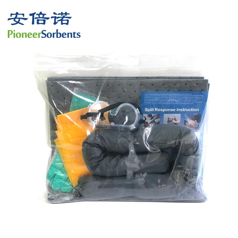 15L灰色通用型吸附套装油化学吸液紧急处理包吸油棉吸液棉防溢漏