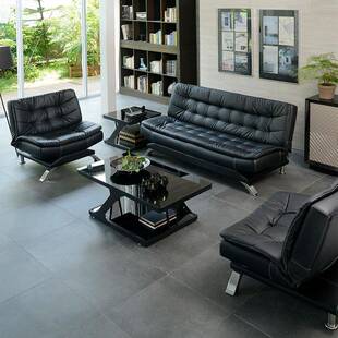 办公沙发床简约现代三人位折叠商务办公室接待室会客茶几组合套装