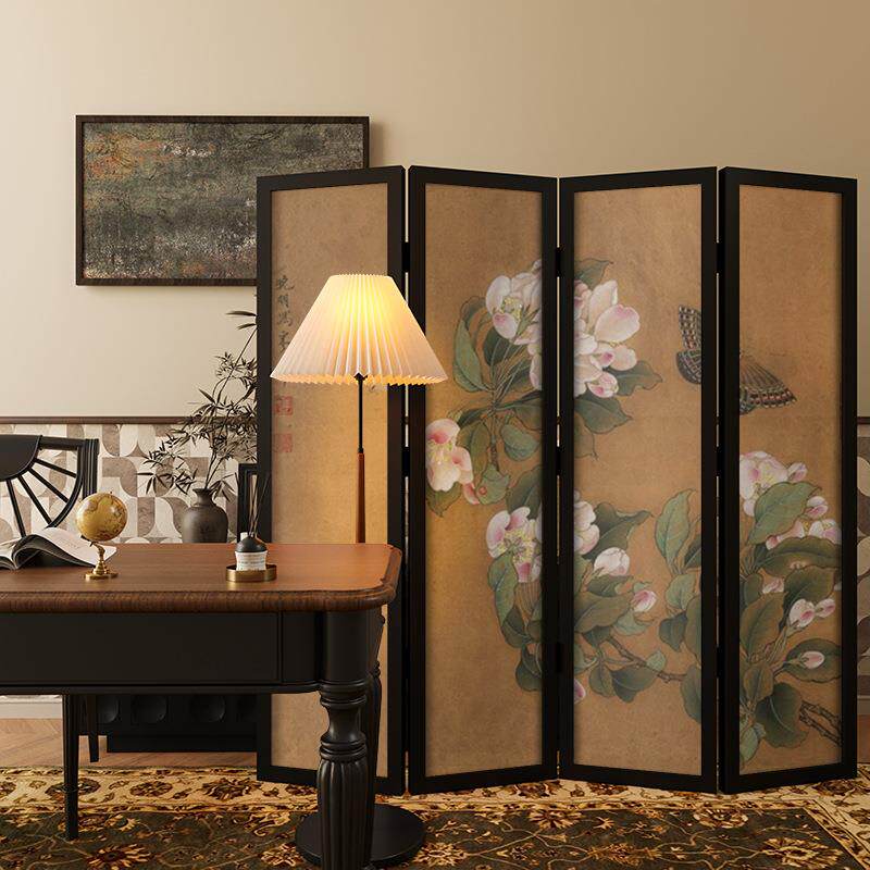 新中式折叠屏风隔断客厅进门玄关遮挡装饰简约现代实木可移动折屏