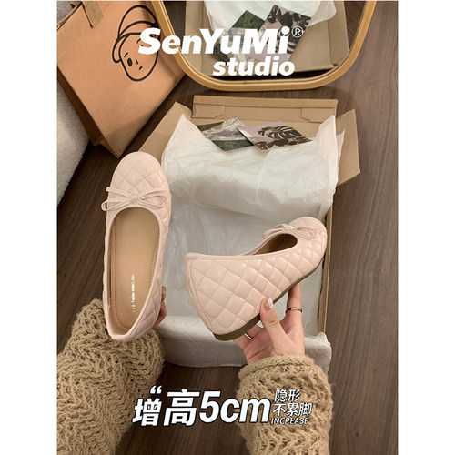 增高5cm~法式小香风玛丽珍鞋女